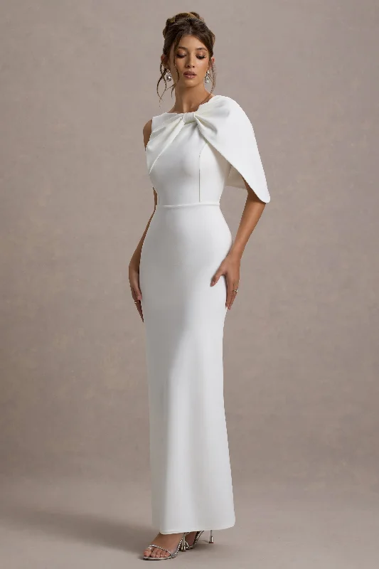 Trendy Threads Feminine Elegance Jamela | White One-Sleeve Maxi Dress