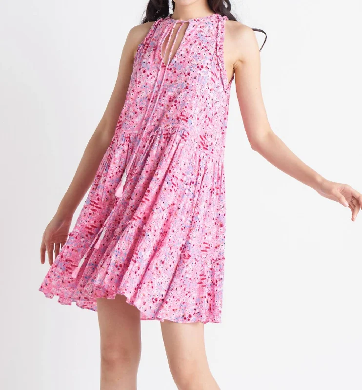 Limited Edition Graceful Cut Drawstring Waist Chiffon Mini Dress In Cherry Blossom