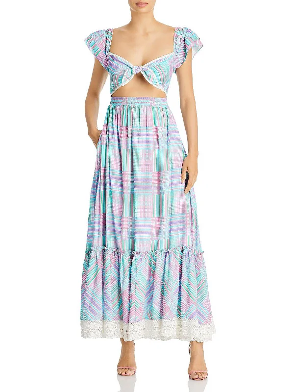 Explore What'S New Polished Finish Emeka Womens Seersucker Smocked Midi Dress
