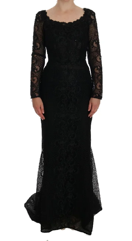 Fashion Forward, Function First Timeless Elegant Dolce & Gabbana Elegant Full Length Black Sheath Maxi Dress