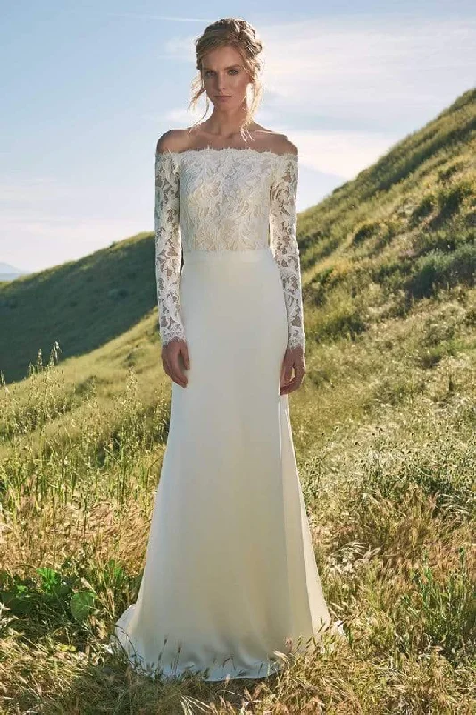 Massive Selection Sale Classic Appeal Tadashi Shoji - Scalloped Lace Bodice Off Shoulder Gown