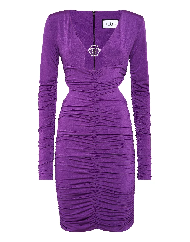 Exclusive Sale Big Savings on Minimalist Office Styles Crimped Mini Dress LS