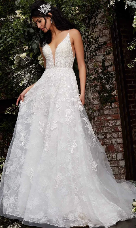 Clearance Sale, All Cheap Bohemian Vibe Jovani Bridal - JB07147 Floral Lace Embroidered A-Line Bridal Gown