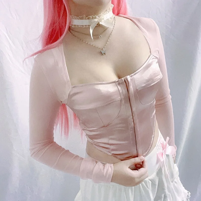 Unleash Your Style Effortless Comfort Long Sleeve Satin Bustier