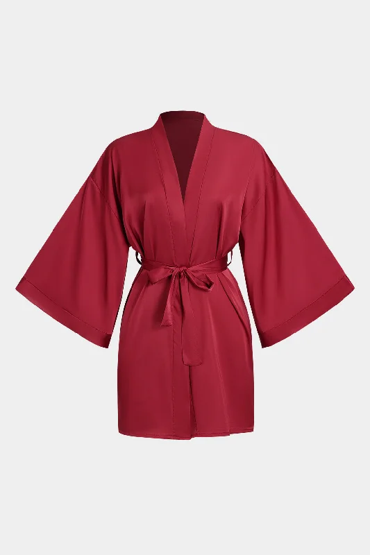 Hot Sale Elevated Style Satin Ruched Tie-Front Night Dress