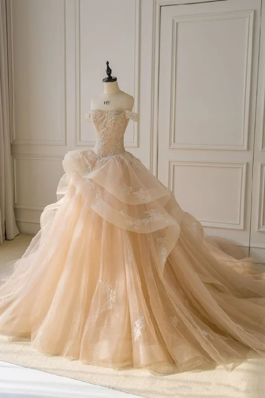 Luxury Fashion Discounts Seasonal Trend Off The Shoulder Light Champagne Ball Gown Stunning Sweet 16 Dress Y450