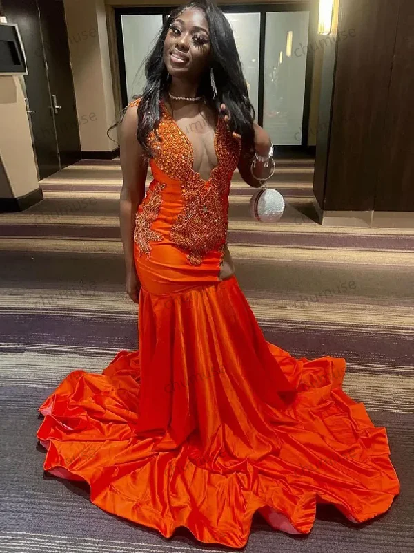 Low Price Special Tropical Island - Inspired Attire Luxury Red Prom Dress For Black Girl Beaded Formal Sparkly Paillette Tassels Diamond Crystal Evening Gowns Ruffles Party Dresses