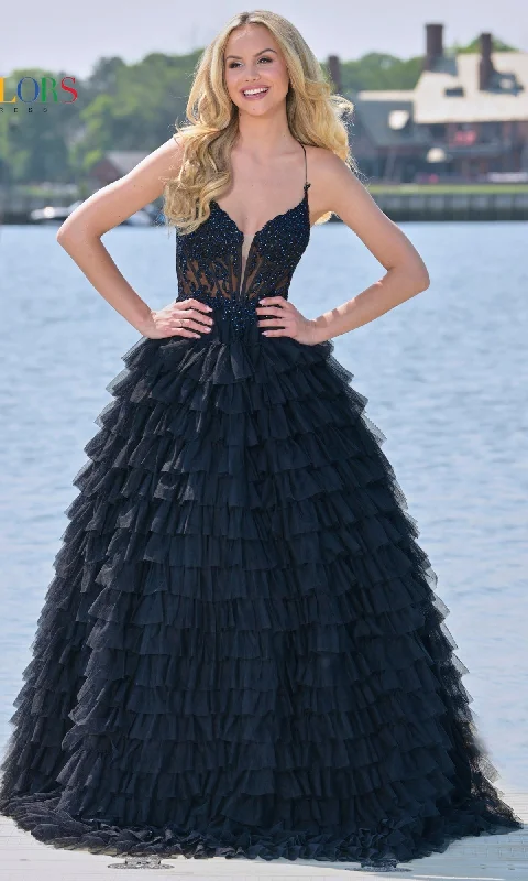 Glamorous Fashion Offers Vintage Elegance Beaded-Corset Long Ruffled Prom Ball Gown 3219