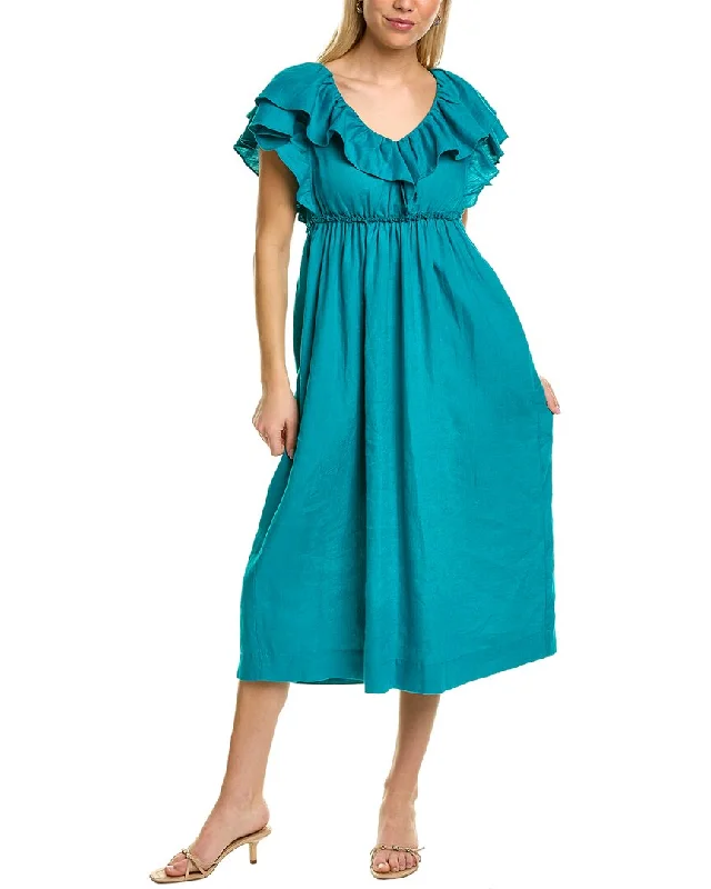 Fresh Styles, Fresh Deals Feminine Elegant Trina Turk Play Linen Midi Dress