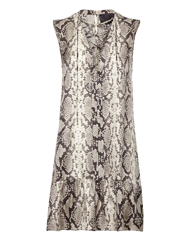 Style Upgrade Nordic Minimalist Home Look Python Print Twill Flare Mini Dress