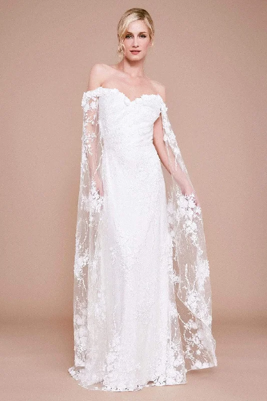 Mega Sales Refined Simplicity Tadashi Shoji - Haxton Floral Applique Cape Gown