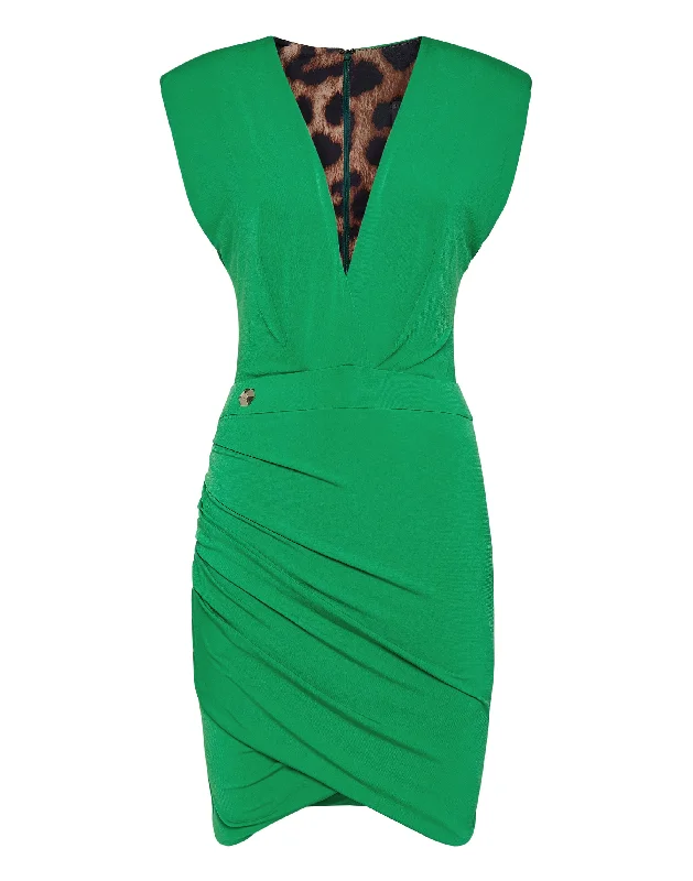 End Of Season Sale Art Deco Geometric Pattern Look Shoulder Pad Mini Dress