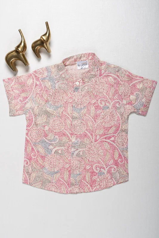 The Latest Fashion Trends Elegant Details Boys Breathable Rayon Floral Print Shirt - Festive & Casual Summer Wear