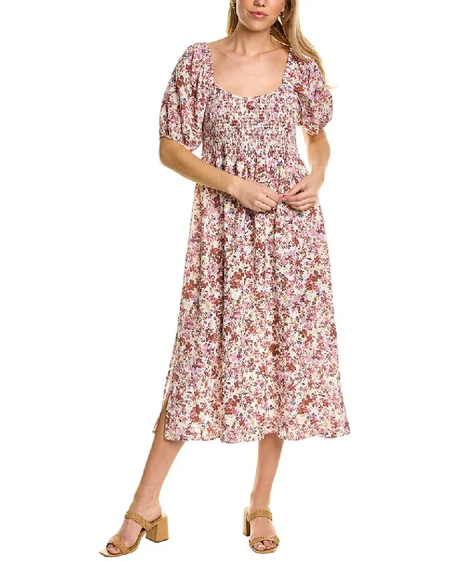 Comfort Meets Fashion Boho Chic Auguste Rosemary Annastasia Linen-Blend Midi Dress