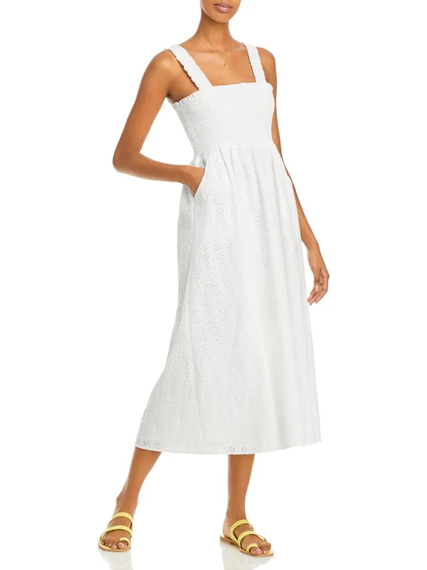 Low Price Special Statement Piece Womens Cotton Smocked Midi Dress