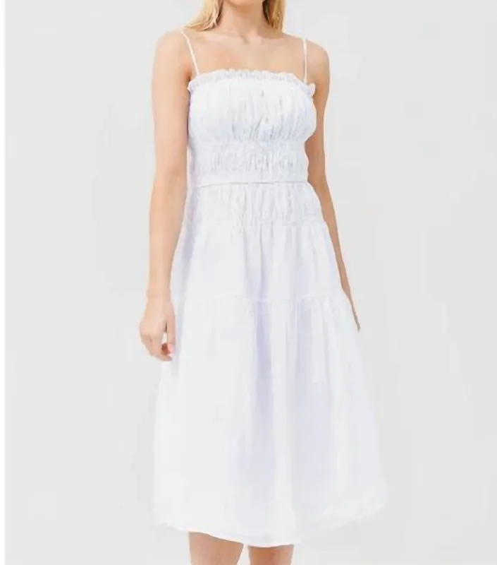 Fashion Essentials Minimalist Chic Smocked Midi Dress in White