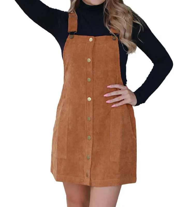 Unleash Your Trendy Side Effortless Comfort Corduroy Mini Dress In Camel