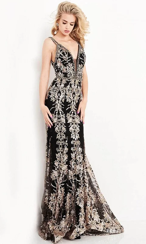 Swimwear Summer Blowout Chic Allure JVN by Jovani JVN04789SC - Sleeveless Embroidered Evening Dress
