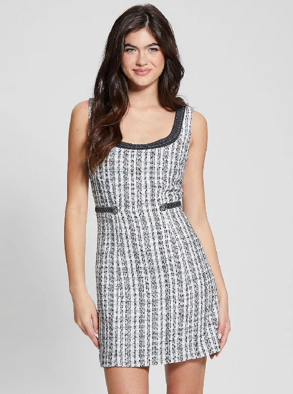 Women's Vacation Outfit Black White Tosca Braid Dress
