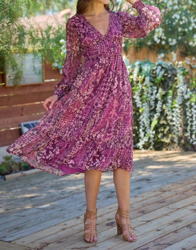 Online Clothing Stores Curvy Medallion Chiffon Dress In Multi