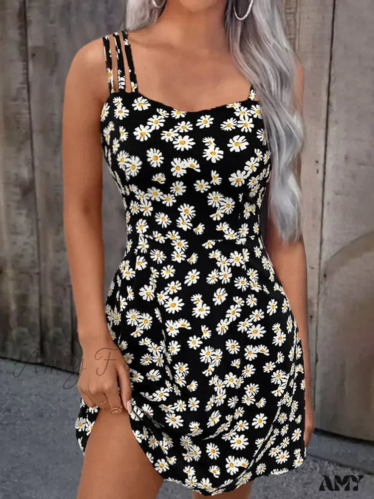 Women's Occasion Wear Clothing Amy Fashion - Summer Vintage Floral Daisy Print Sexy Boho Dress