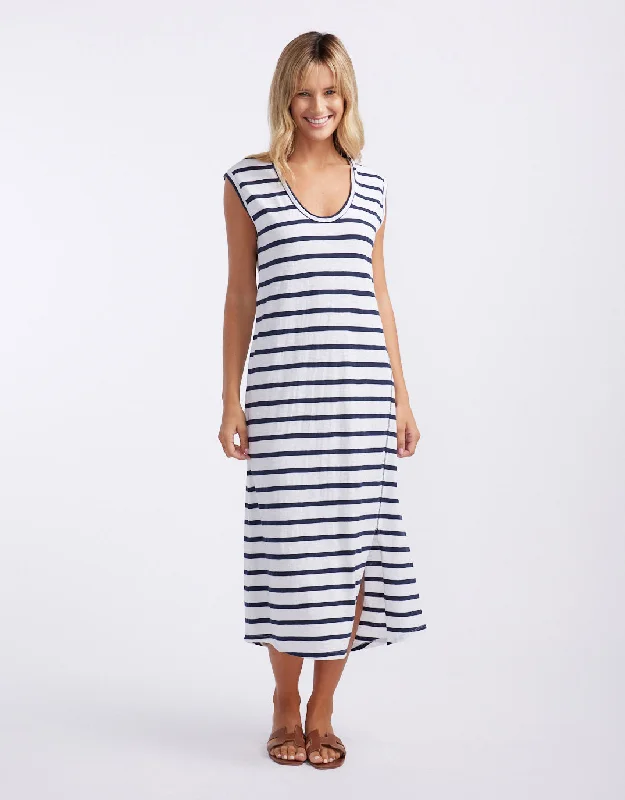 Women's High-Fashion Clothes Cali Tank Dress - White/Navy Stripe