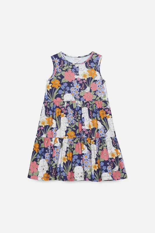 Luxury Fashion Poodle Kids Jersey Dress