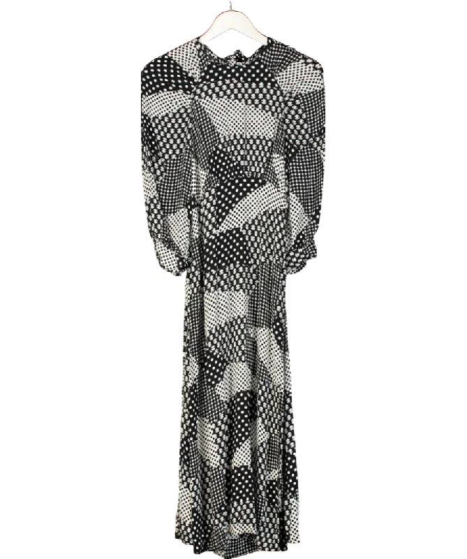 Luxury Fashion Oliver Bonas Black Viscose Monochrome Dress UK 10