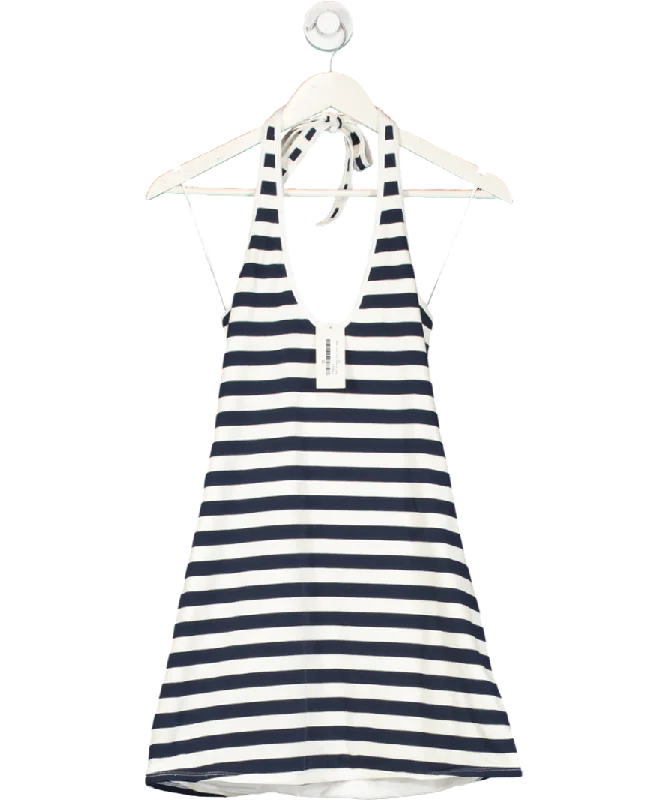 Women's Vintage-Inspired Clothing Hollister Blue Cotton Blend Striped Halter Dress UK XS