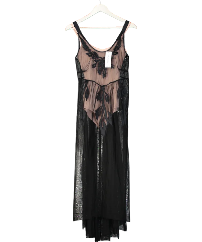 Women's Clothing For Outdoor Events Miss Selfridge Black Mesh Maxi Dress With Under Bodysuit UK 10